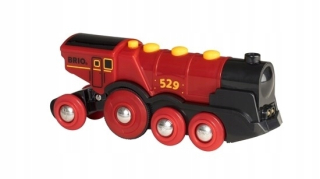 Dráha pre deti, stavebnica - Brio Big Big Red Wooden Lokomotive na batériách