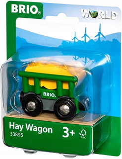 Dráha pre deti, stavebnica - Brio World 33.895 Hay Wagon-Wagon s Hay
