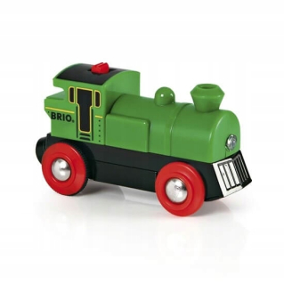 Dráha pre deti, stavebnica - Brio World Locomotive Zelená na batérii 33595