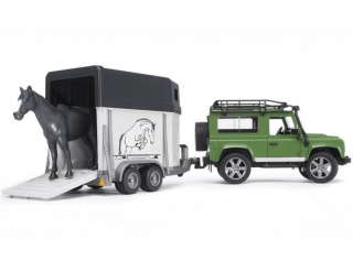 Autíčko pre deti - Bruder 02592 Land Rover s prívesom figurín koňa