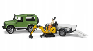 Autíčko pre deti - Bruder 02593 Land Rover s prívesom a bagrom