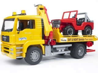 Tatra, nákladné auto - Bruder 02750 Man TGA Road Pomoc s Jeep