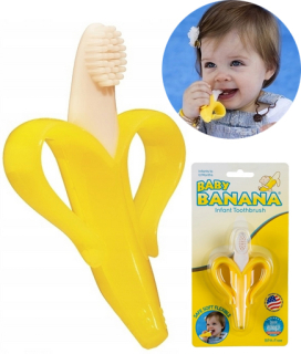 Hryzadlo pre batoľa - Dieťa Banana Gryzak Yellow Training zubná kefka