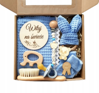 Prívesok na cumlík Baby Box pre novorodenca, darček pre bábätko, odtiene modrej