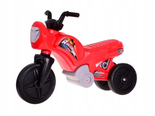 Mochtoys balansujú na bicykli v červenej a čiernej farbe