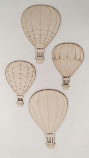 3D Dekorácia do detskej izby - Balón lietanie s košom na drevo dekorácie 4 ks