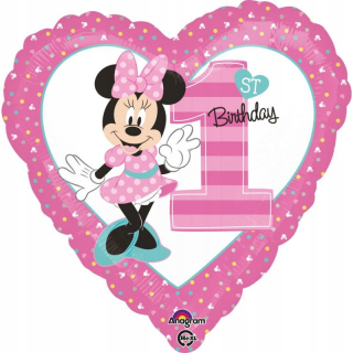 Balóny na párty - Fóliový balónik 12 "Minnie Mouse 1. narodeniny