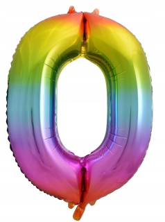 Balóny na párty - Fóliový balónik Cyfra0 rainbow 85cm HS-C34T0