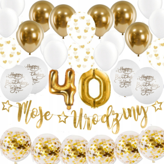 Balóny na párty - Balóniky Banner 40 Narodeniny Set 40st 40 Years 1-99