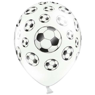 Balóny na párty - FUTBALOVÉ balóniky biele s loptičkami 36 cm, 50 ks