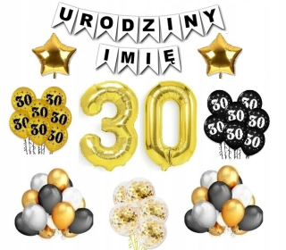 Balóny na párty - Balóny set 30. narodeniny tridsať zlatých
