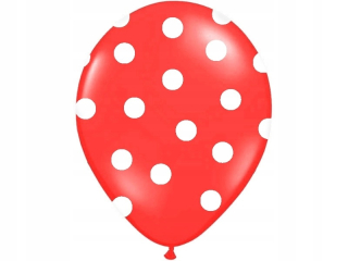 Balóny na párty - Červené balóniky bielymi bodkami 30cm 50 kusov