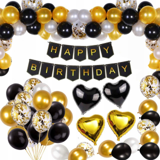 Balóny na párty - Balóny Set Garland Black Golden konfety Party