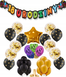 Balóny na párty - Banner balóny 18. narodeniny set 18 položiek 18 rokov 1-99