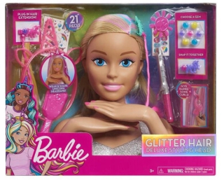 Barbie hlava na česanie vlasov styling brokát