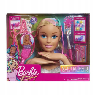 Barbie Hlava na Stylize Glitter Hair Deluxe