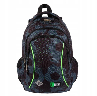ST.RIGHT viackomorový školský batoh, čierny, Odtiene zelenej, 20 l