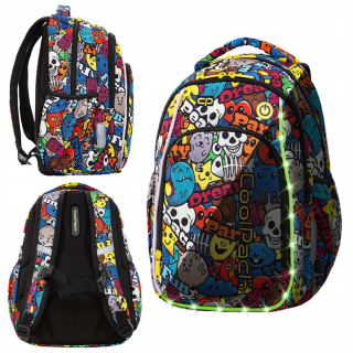 CoolPack viackomorový školský batoh, čierny, viacfarebný, 19 rokov