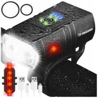 Sada osvetlenia na bicykel Trizand 4T6 + KÁBEL USB-A na micro USB KÁBEL 1m biely