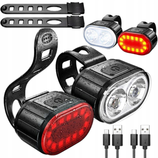 Svetlo na bicykel PREDNÉ ZADNÉ LED svetlo na riadidlá bicykla VÝKONNÉ USB 800 Lm