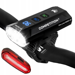 EVI Light COMPETITION2 pro line osvetlenie na bicykel 1200 lm batéria + Evi séria iLIGHT pro zadné osvetlenie na bicykel 120 lm batéria