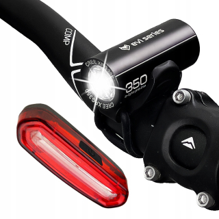 Evi séria o-LIGHT pro line osvetlenie na bicykel 350 lm batéria + Evi séria iLIGHT pro zadné osvetlenie na bicykel 120 lm batéria