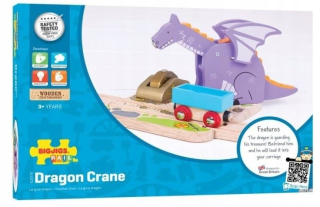 Dráha pre deti, stavebnica - BIGJIGS DRAGON - Žeriav pre drevené bjt270