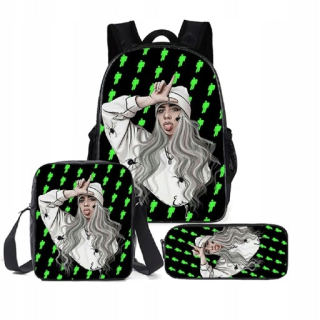 Školský batoh - Billie Eilish School Bathpack Puzdro na ceruzku Mládež