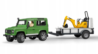 Autíčko pre deti - Bruder 02593 Land Rover s prívesom JCB a rýpadlá