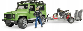 Autíčko pre deti - Bruder 02598 Land Rover s prívesom + Ducati