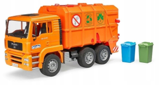 Smietiarské autíčko - Bruder 02760 Man Garbage tailer so zadnou naložením