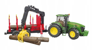 Traktor - Bruder 03054 John Deere traktor s lesníckym prívesom