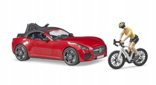 Autíčko pre deti - Bruder 03485 Auto Roadster s obrázkom a bicyklom
