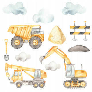 Detské samolepky na stenu - Stavba Bager Dziwg Wall Stickers 100 cm