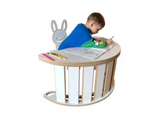 Hojdacia hračka - Bujak Leon L90 White MDF+doska+stolička Montessori