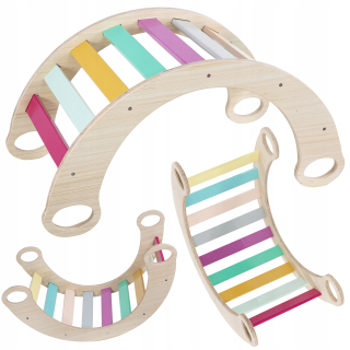 Hojdacia hračka - Montessori rocker pastelová hojdačka Rainbow Bridge