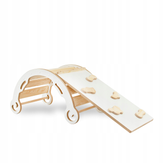 Hojdacia hračka - Drevené montessori hojdačka - set so šmykľavkou