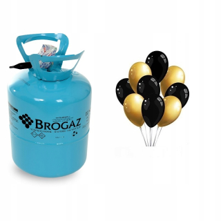 Balóny na párty - 50 helium valec zlatá čierna metalíza