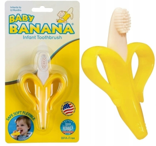 Ortodontické hryzátko Baby Banana, silikón, odtiene žltej a zlatej