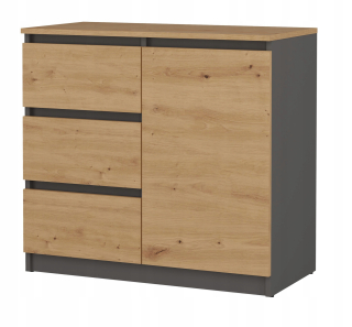 TopEshop komoda 1D3S 80 x 40 x 75 cm antracit mat.