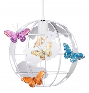 Luster do detskej izby - Zaujímavá lampa visí motýľ zemegule biela