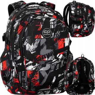 CoolPack viackomorový školský batoh biely, čierny, Odtiene červenej, Odtiene sivej a striebornej, Viacfarebný 29 l