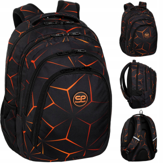 CoolPack viackomorový školský batoh, čierny, Odtiene oranžovej, Multicolor, 28 l
