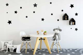 Detské samolepky na stenu - Black Stars nástenné samolepky, 87pcs