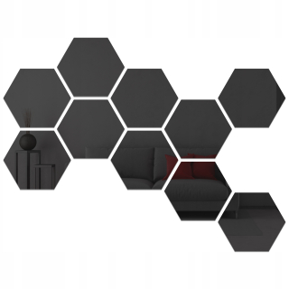 Detské samolepky na stenu - Black Mirror Hexagon Modern 10 ks 3 mm Hex