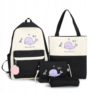 Školský batoh - Black Backpack School Youth Set Bag