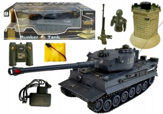 Tank R / C 1:28 na diaľkové ovládanie čierne s bunkra