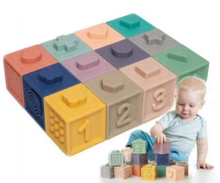 Zvukova hračka - Canpol Soft SENSORY bloky 12 ks VEĽKÉ