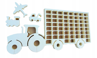 Polica do detskej izby - Traktor na vozoch resoraki. 60pcs. Gratis