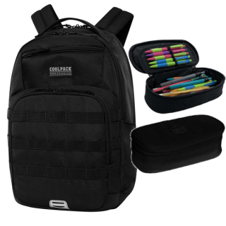 CoolPack viackomorový školský batoh, čierny, 27 l + peračník CoolPack